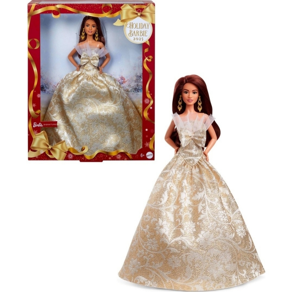 Barbie 2025 Holiday Doll in Gold and Silver (Brunette)